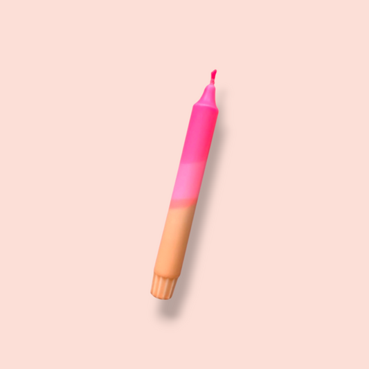 Diner kaars- Dip dye- Oranje/roze