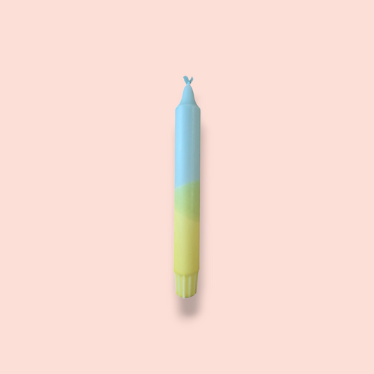 Diner kaars- Dip dye- Voorjaar blauw