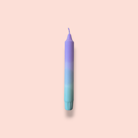 Diner kaars- Dip dye- Voorjaar paars/blauw